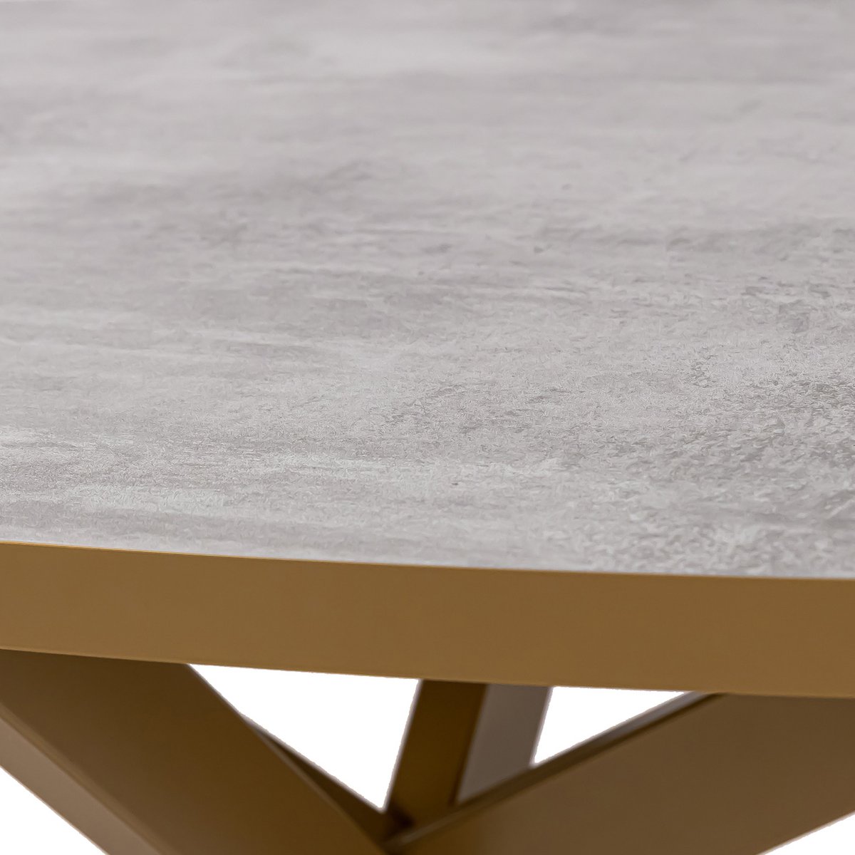 Stalux Ovale eettafel 'Mees' 240 x 110cm, kleur goud / beton