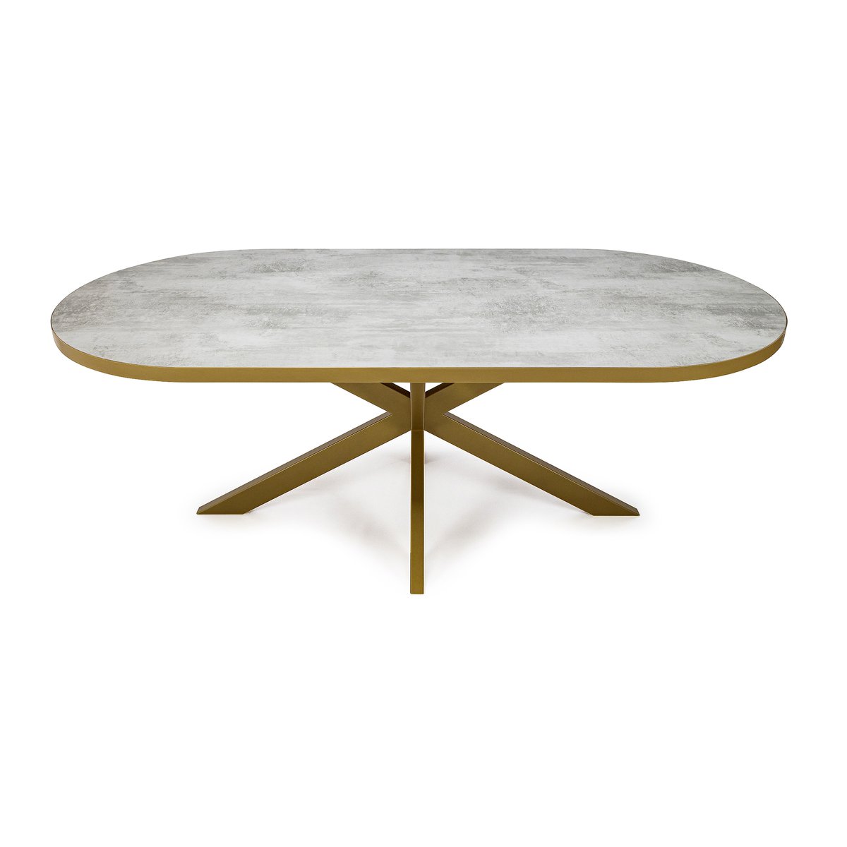 Stalux Plat ovale eettafel 'Noud' 240 x 100, kleur goud / beton