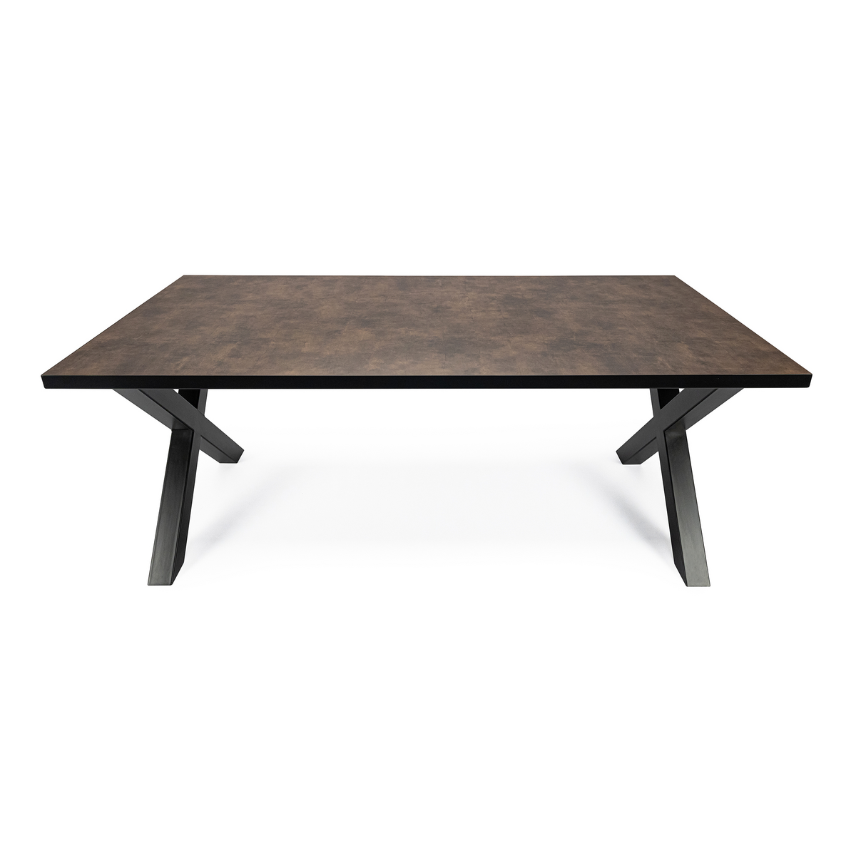 Stalux Eettafel 'Roos' 200 x 100cm, kleur zwart / lederlook bruin