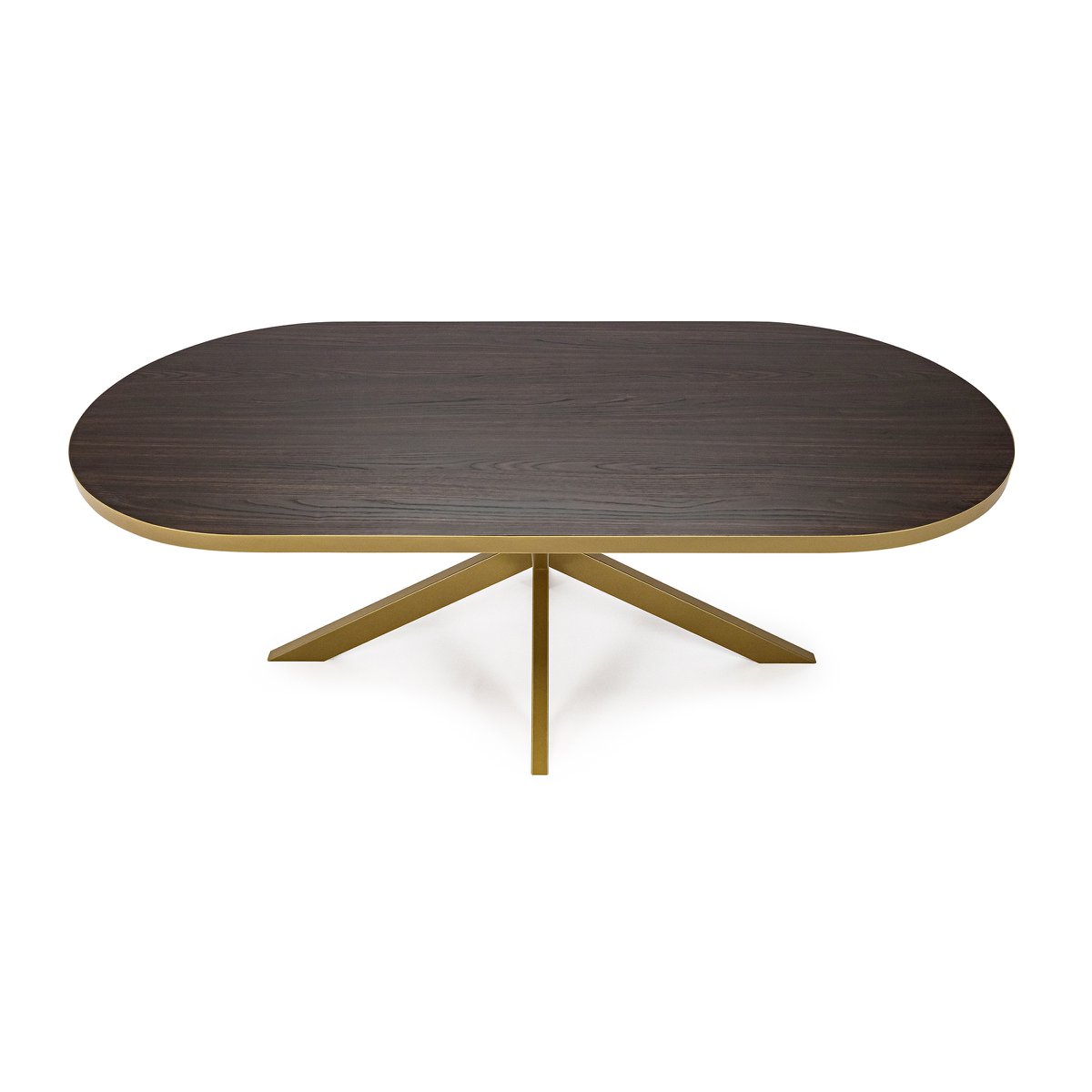 Stalux Plat ovale eettafel 'Noud' 180 x 100, kleur goud / bruin hout