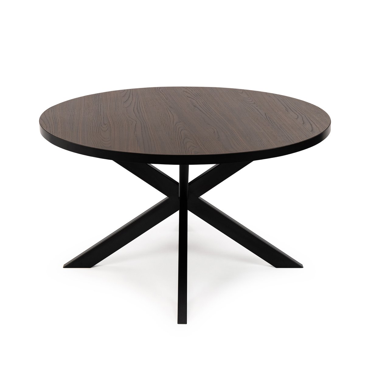 Stalux Ronde eettafel 'Daan' 135cm, kleur zwart / bruin hout