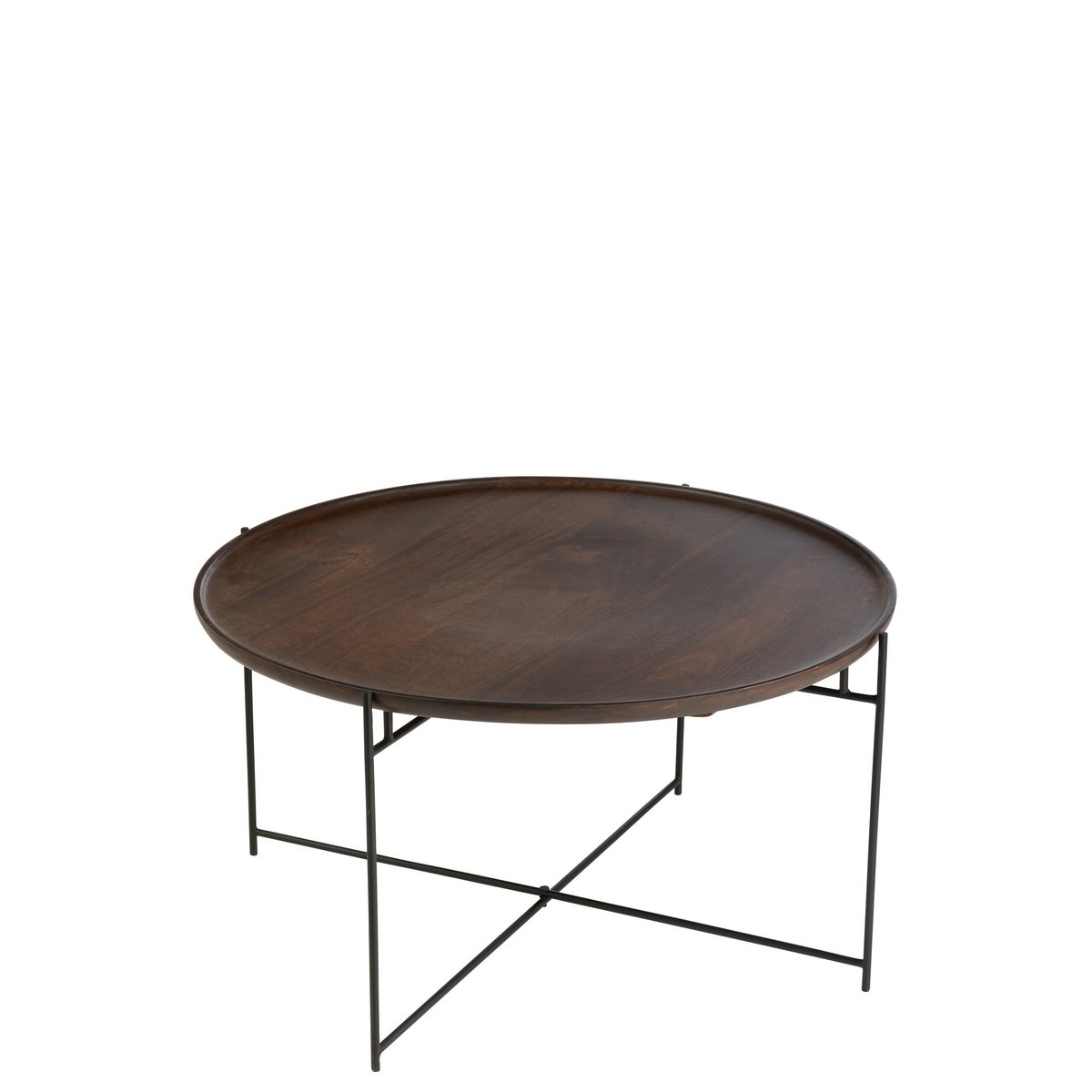 J-Line Tafel Rond Ijzer/Mangohout Bruin/Zwart