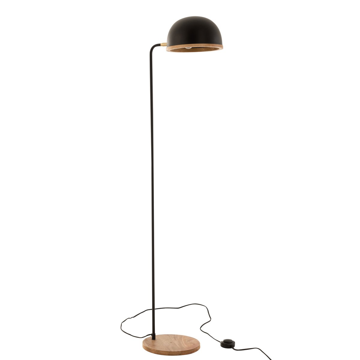 J-Line Staande Lamp Evy - ijzer/hout - zwart/naturel