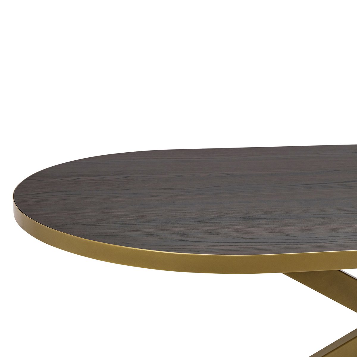 Stalux Plat ovale eettafel 'Noud' 180 x 100, kleur goud / bruin hout