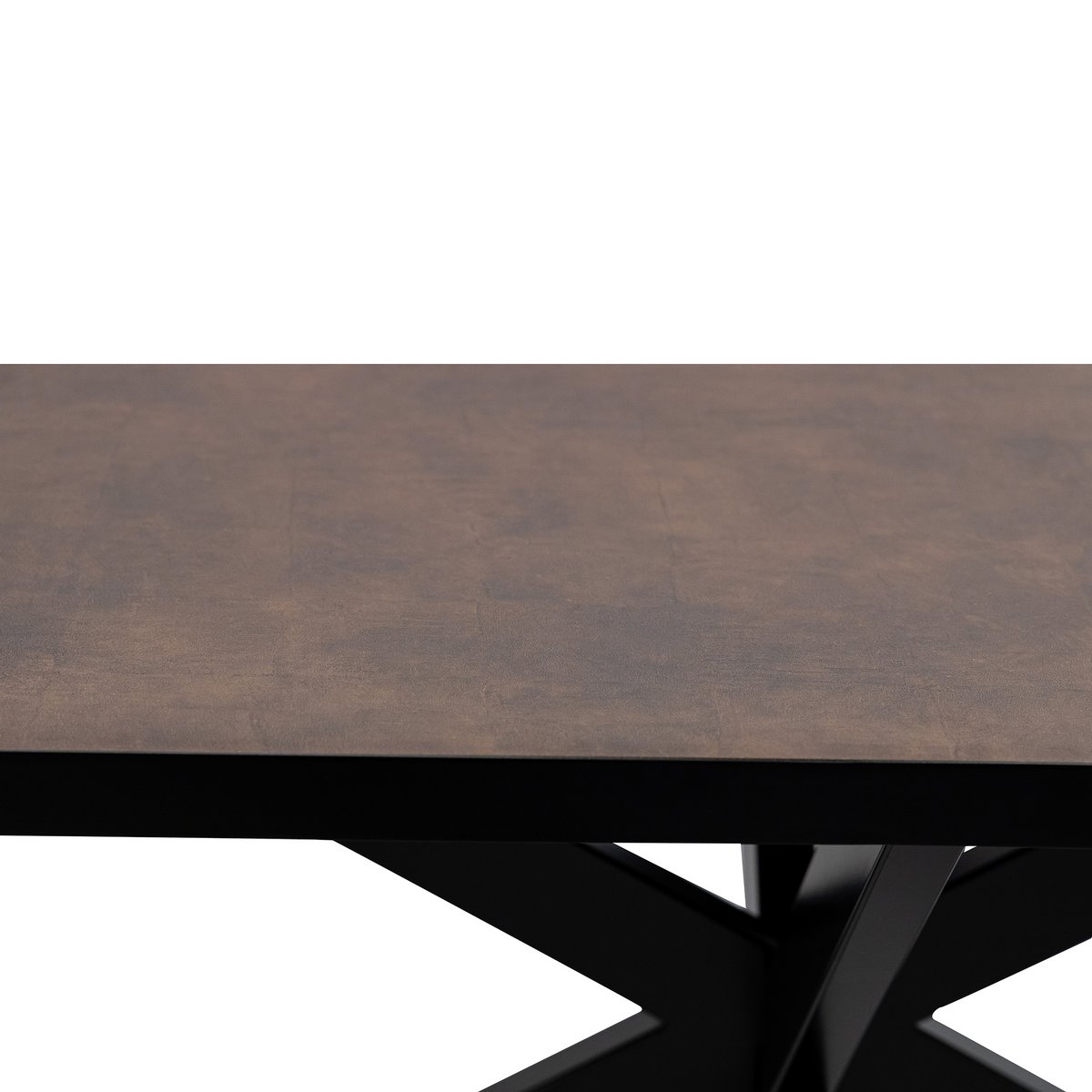 Stalux Plat ovale eettafel 'Noud' 180 x 100, kleur zwart / lederlook bruin