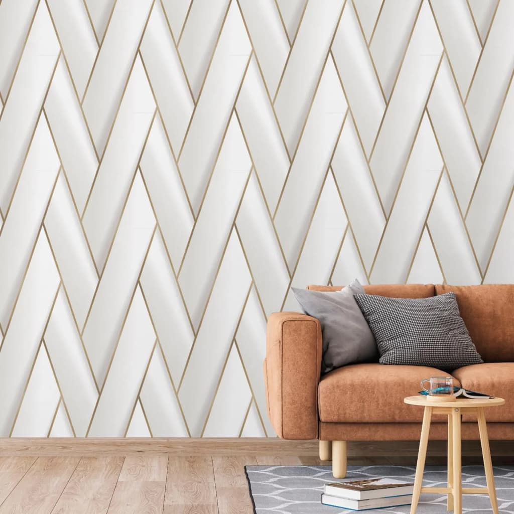 DUTCH WALLCOVERINGS Behang Geometric goudkleurig