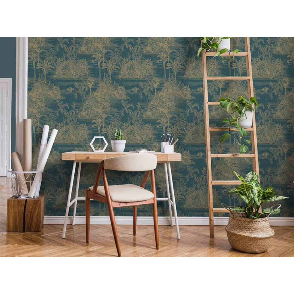 DUTCH WALLCOVERINGS Papier peint Tropical et doré