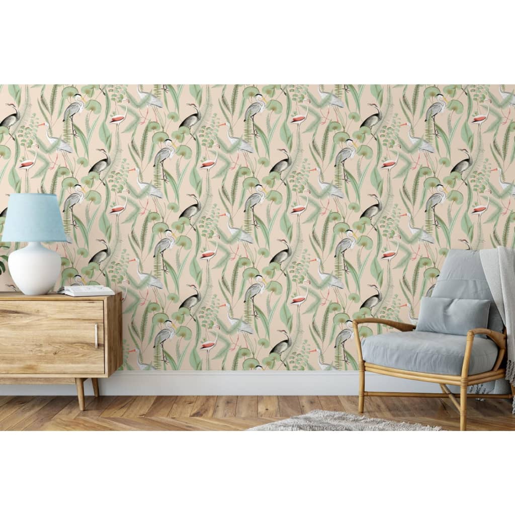 DUTCH WALLCOVERINGS Behang Flamingo - mintkleurig