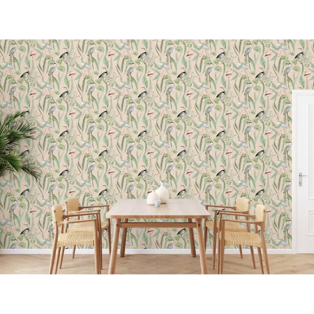 DUTCH WALLCOVERINGS Behang Flamingo - mintkleurig