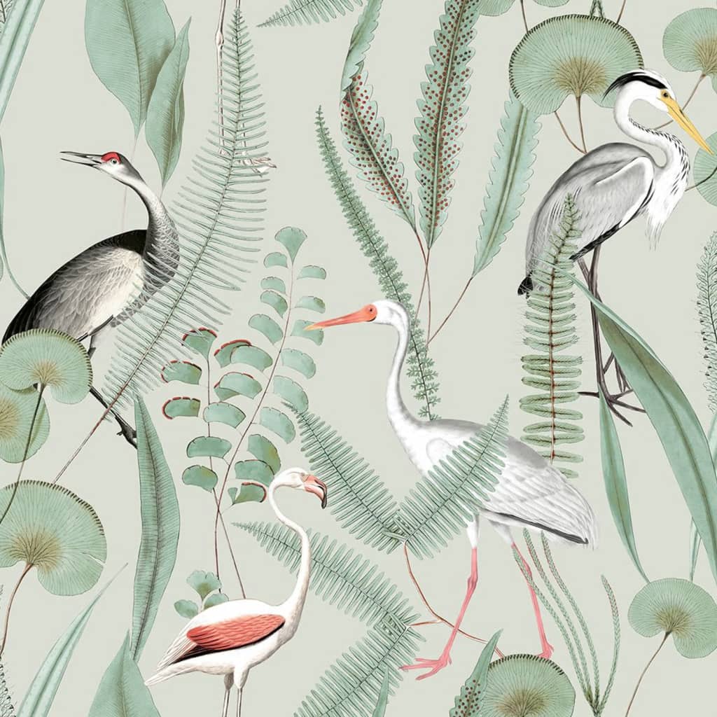 DUTCH WALLCOVERINGS Behang Flamingo - mintkleurig