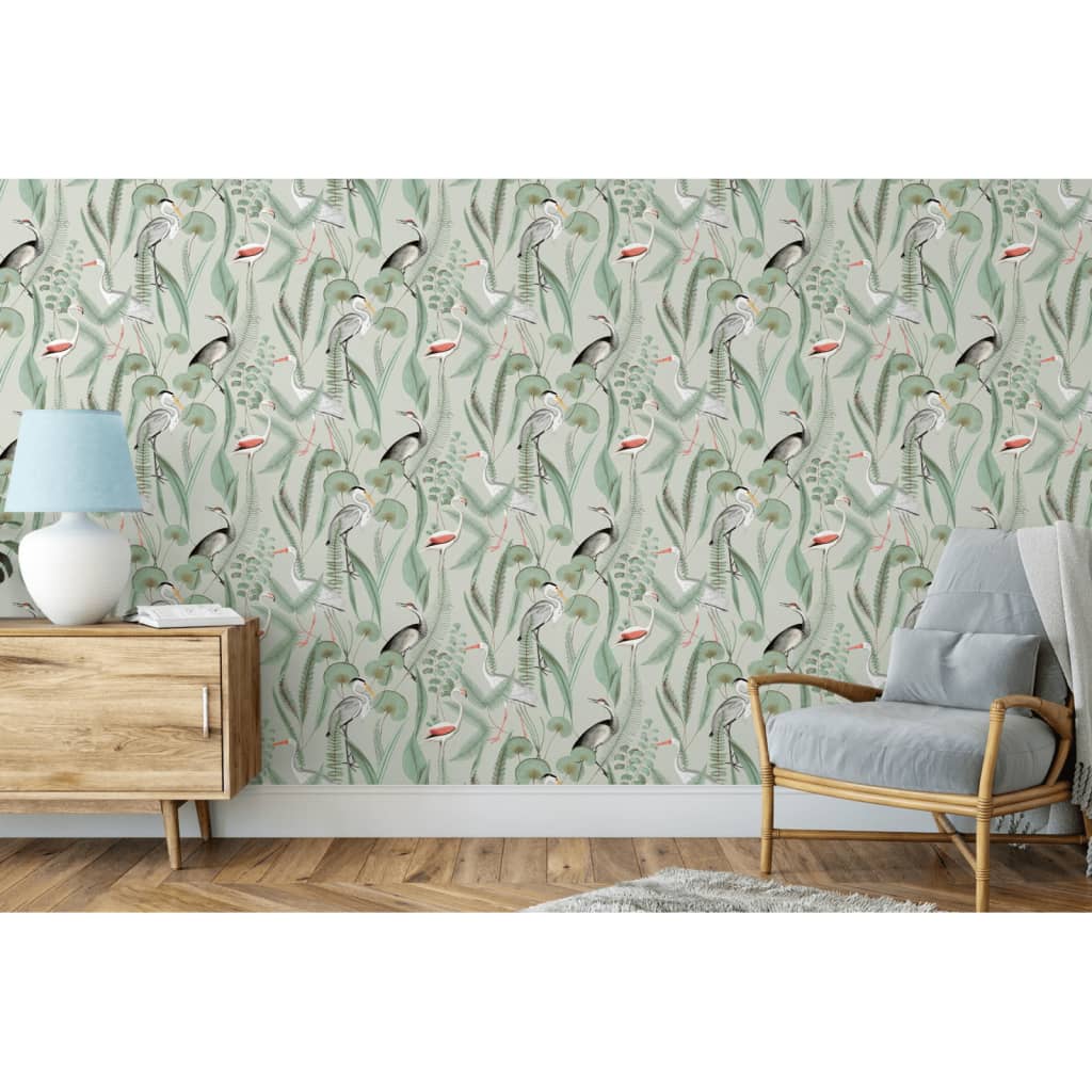 DUTCH WALLCOVERINGS Behang Flamingo - mintkleurig