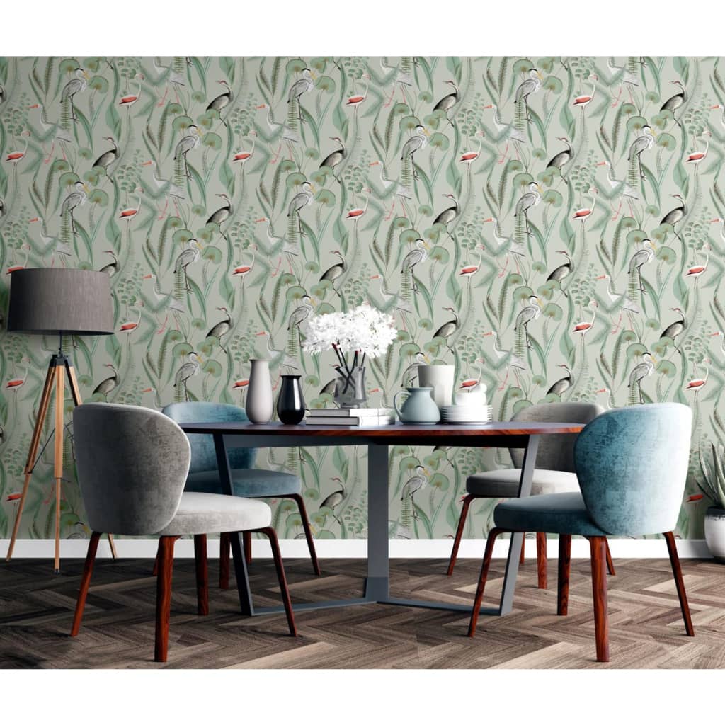 DUTCH WALLCOVERINGS Behang Flamingo - mintkleurig