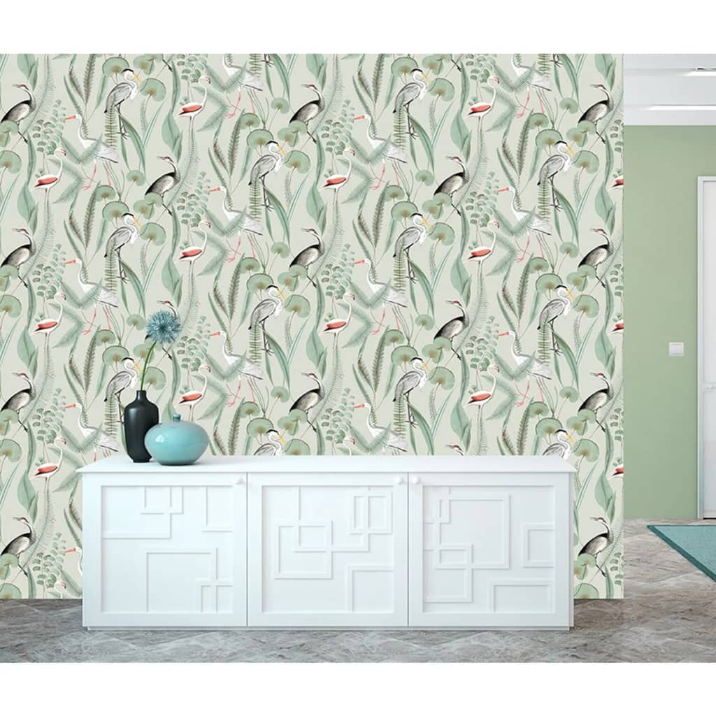 DUTCH WALLCOVERINGS Behang Flamingo - mintkleurig