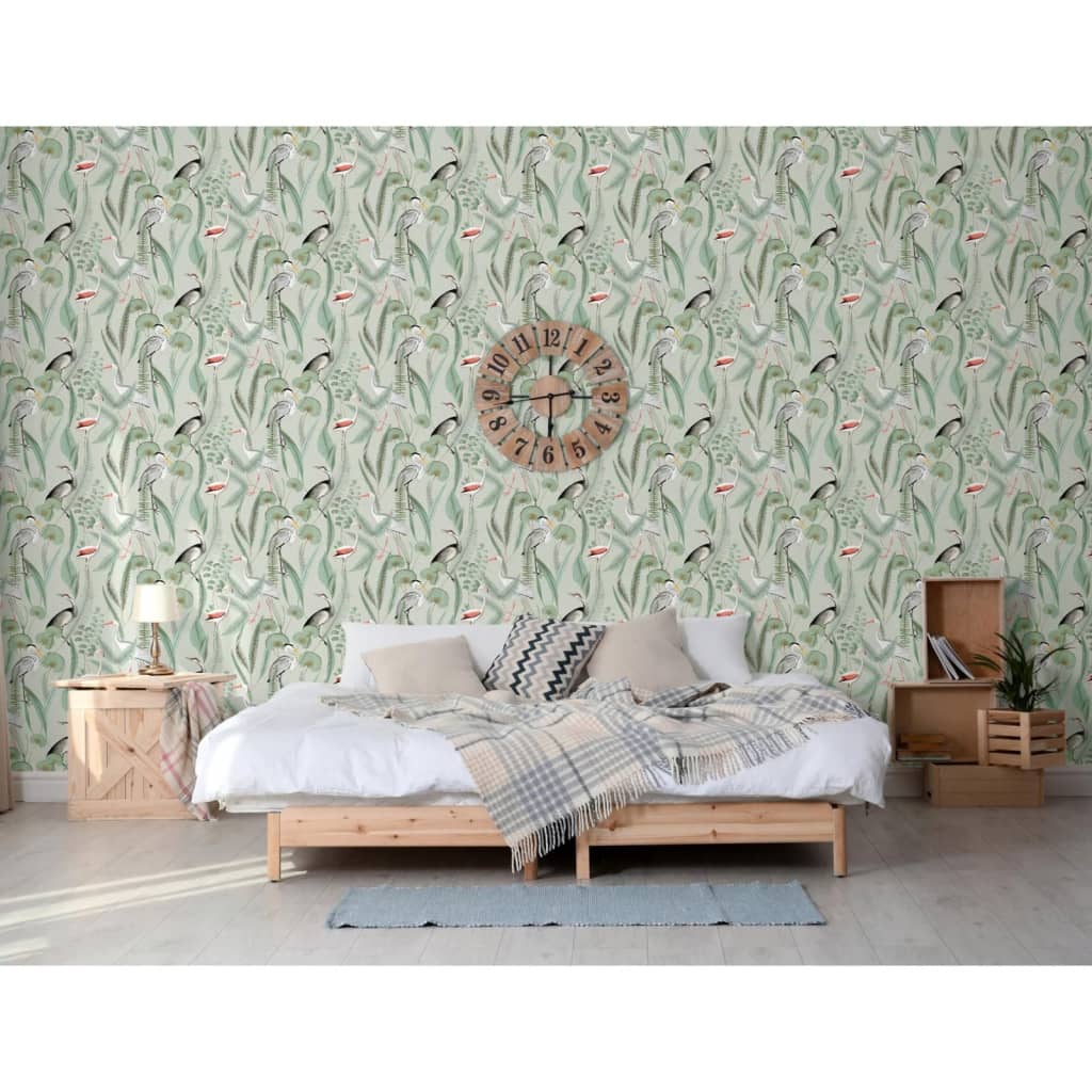 DUTCH WALLCOVERINGS Behang Flamingo - mintkleurig