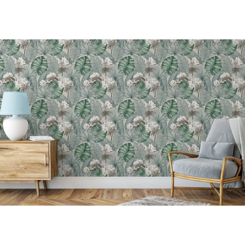 DUTCH WALLCOVERINGS Behang Eden en donkergroen