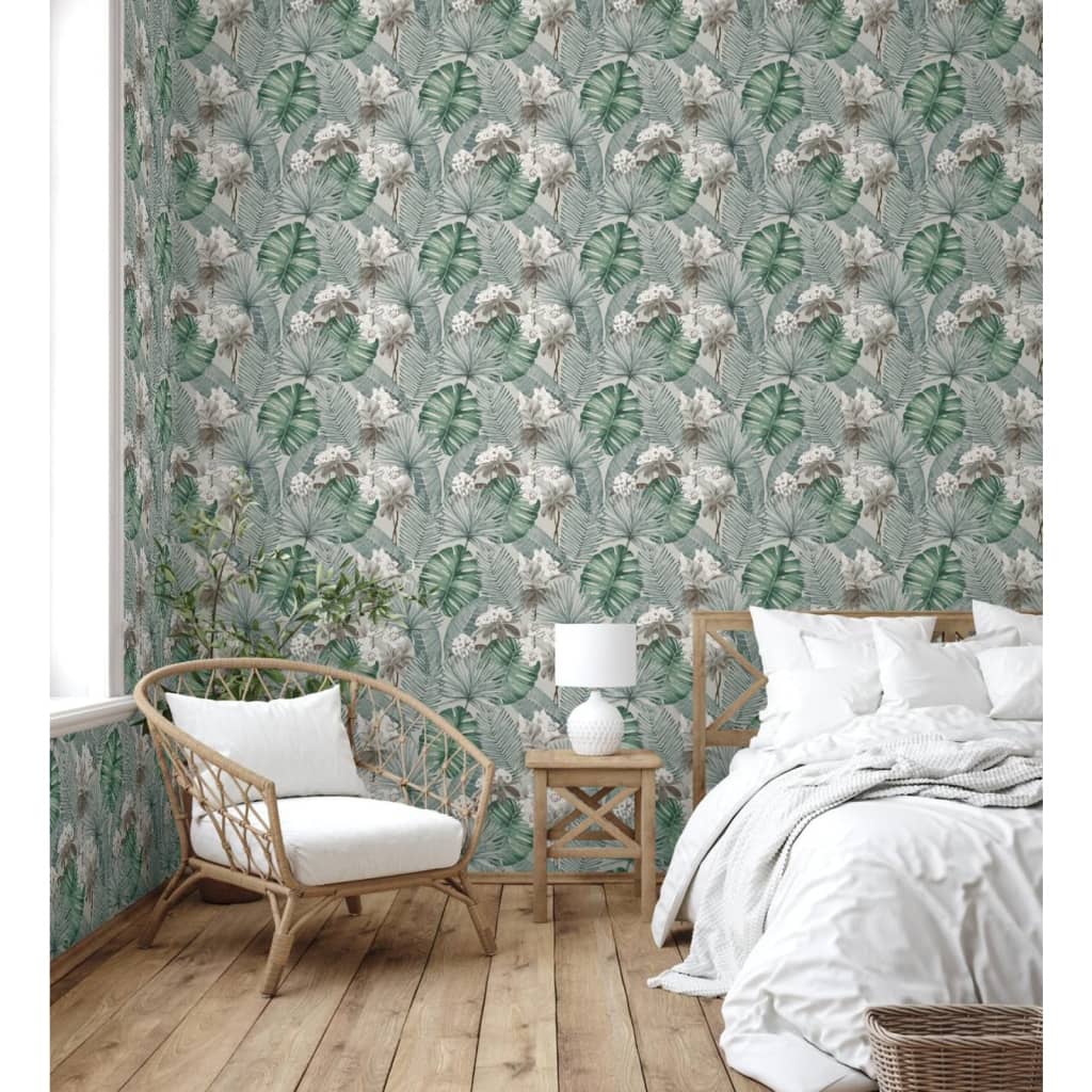 DUTCH WALLCOVERINGS Behang Eden en donkergroen