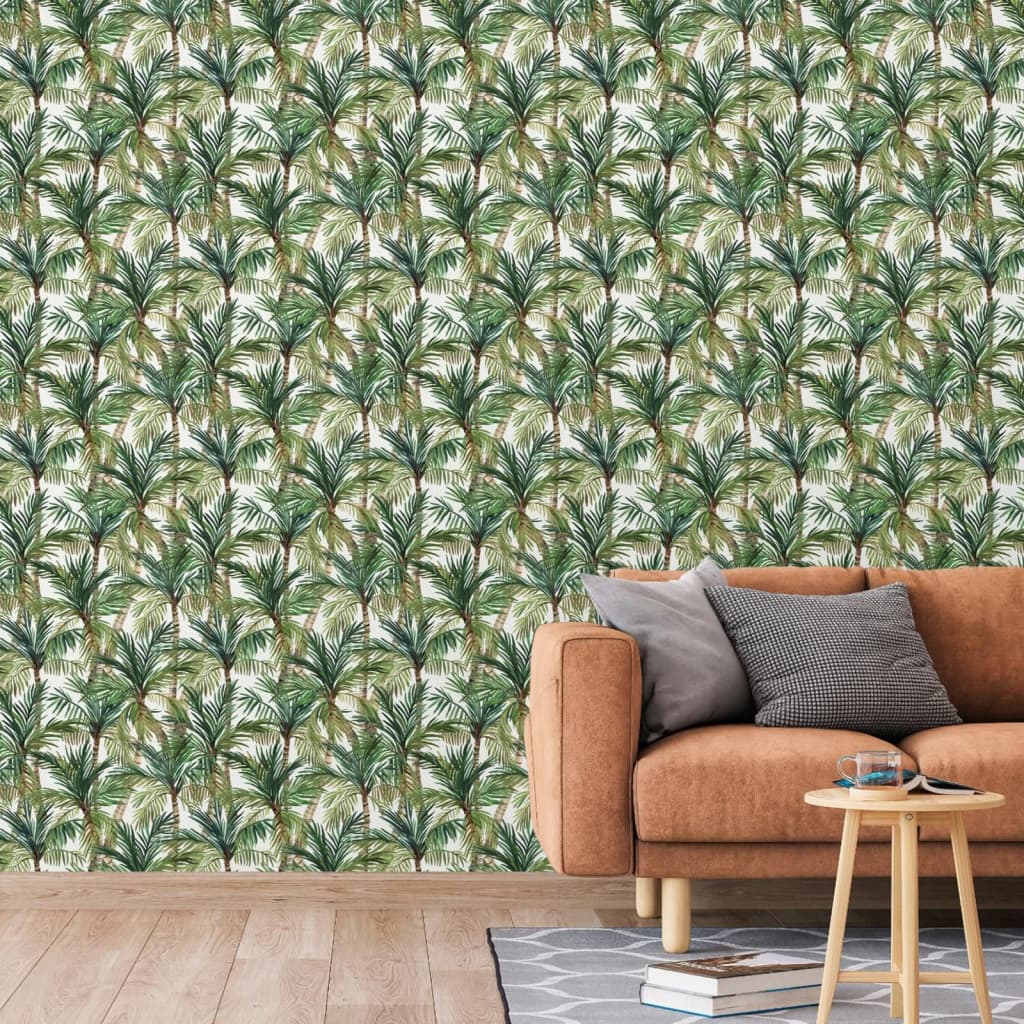 DUTCH WALLCOVERINGS Behang Palm Trees goudkleurig en zwart