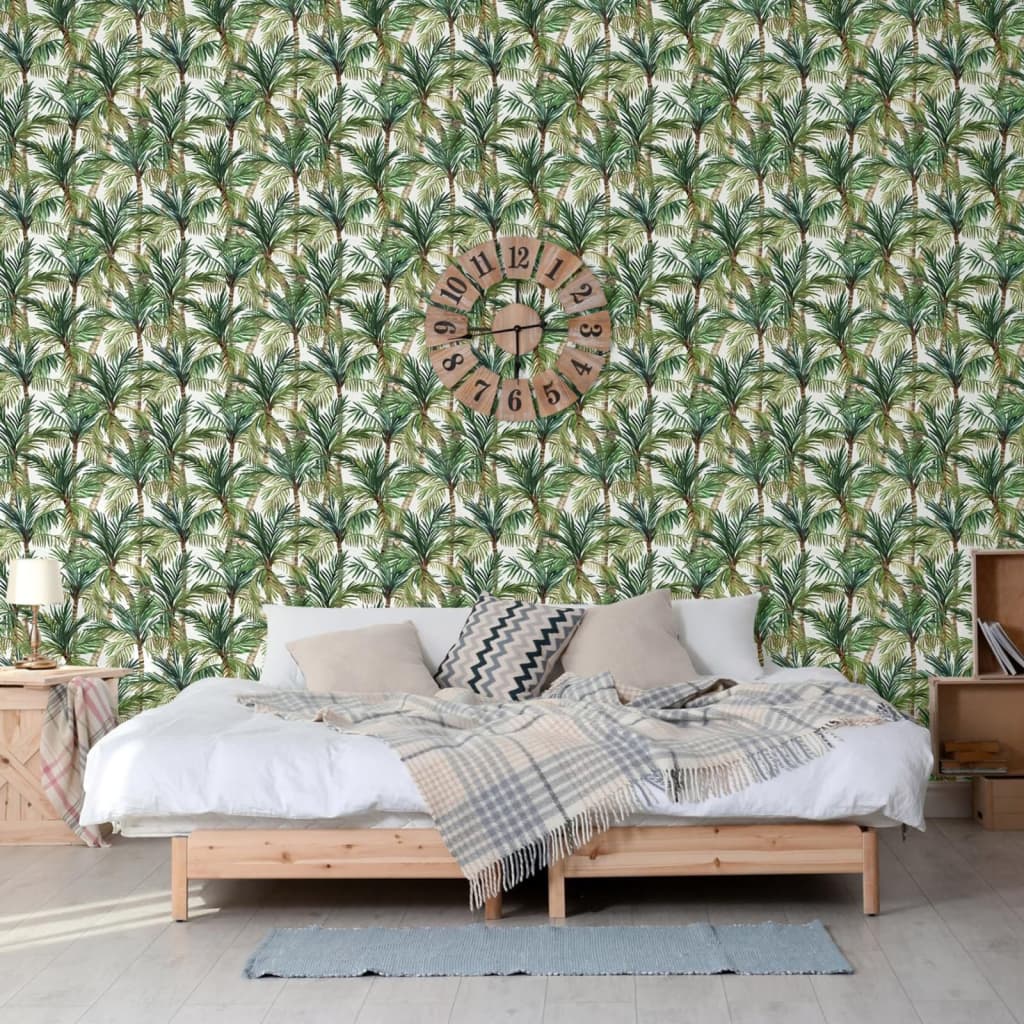 DUTCH WALLCOVERINGS Behang Palm Trees goudkleurig en zwart