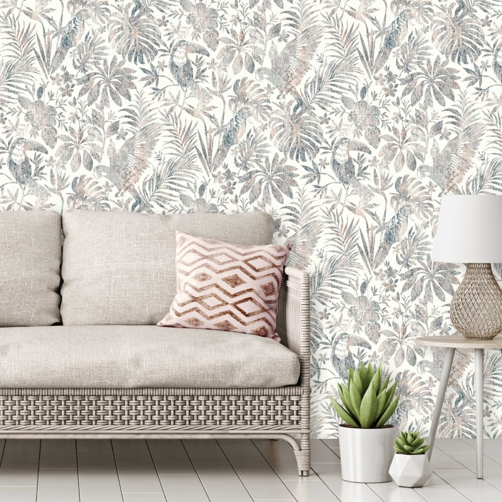 DUTCH WALLCOVERINGS Papier peint feuilles et toucan beige