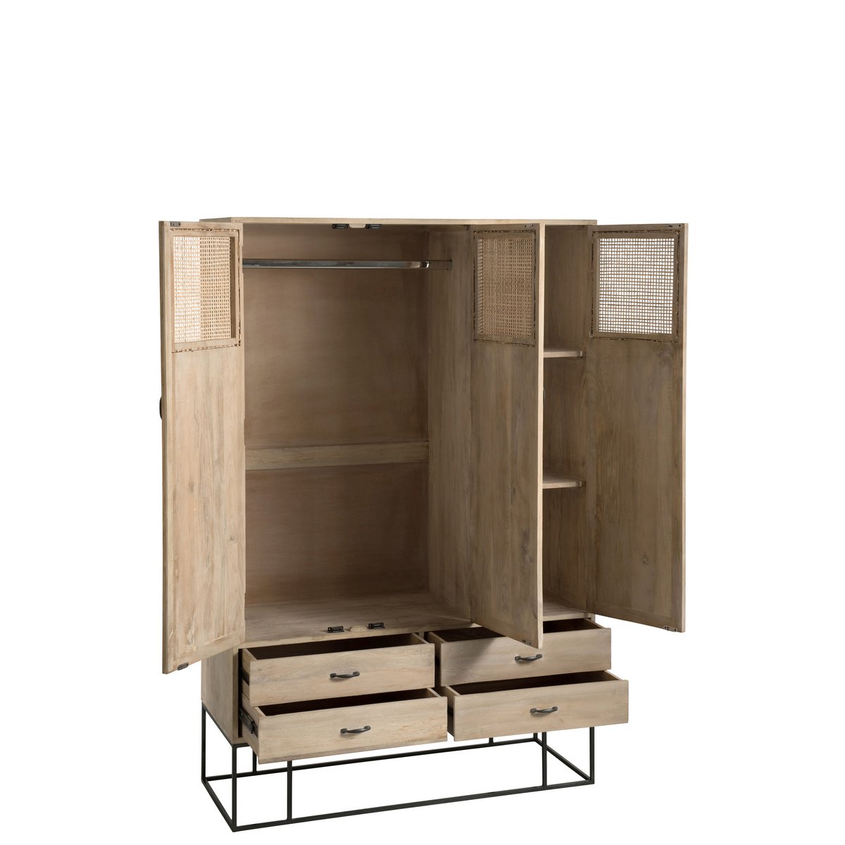 J-Line kast Geweven - 3 deuren + 4 laden - hout - naturel