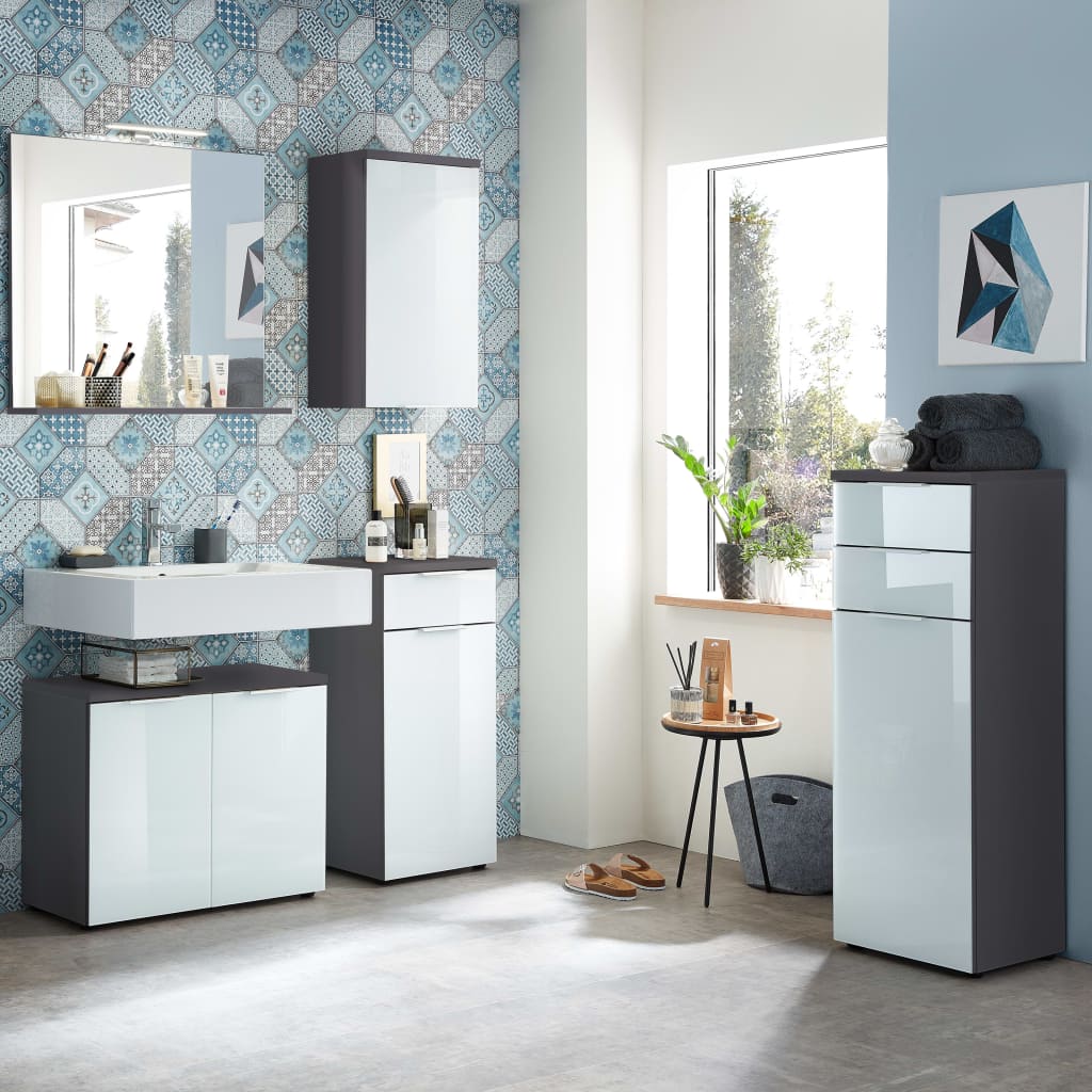 Germania Meuble bas de salle de bain GW-Pescara graphite et blanc