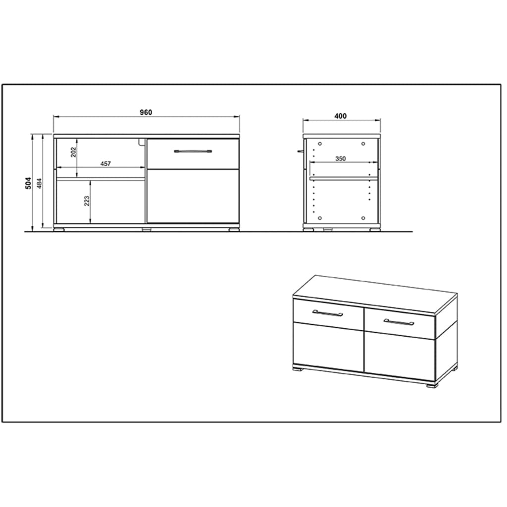 Germania Schoenenkast Topix 96x40x50,4 cm wit en betonkleurig