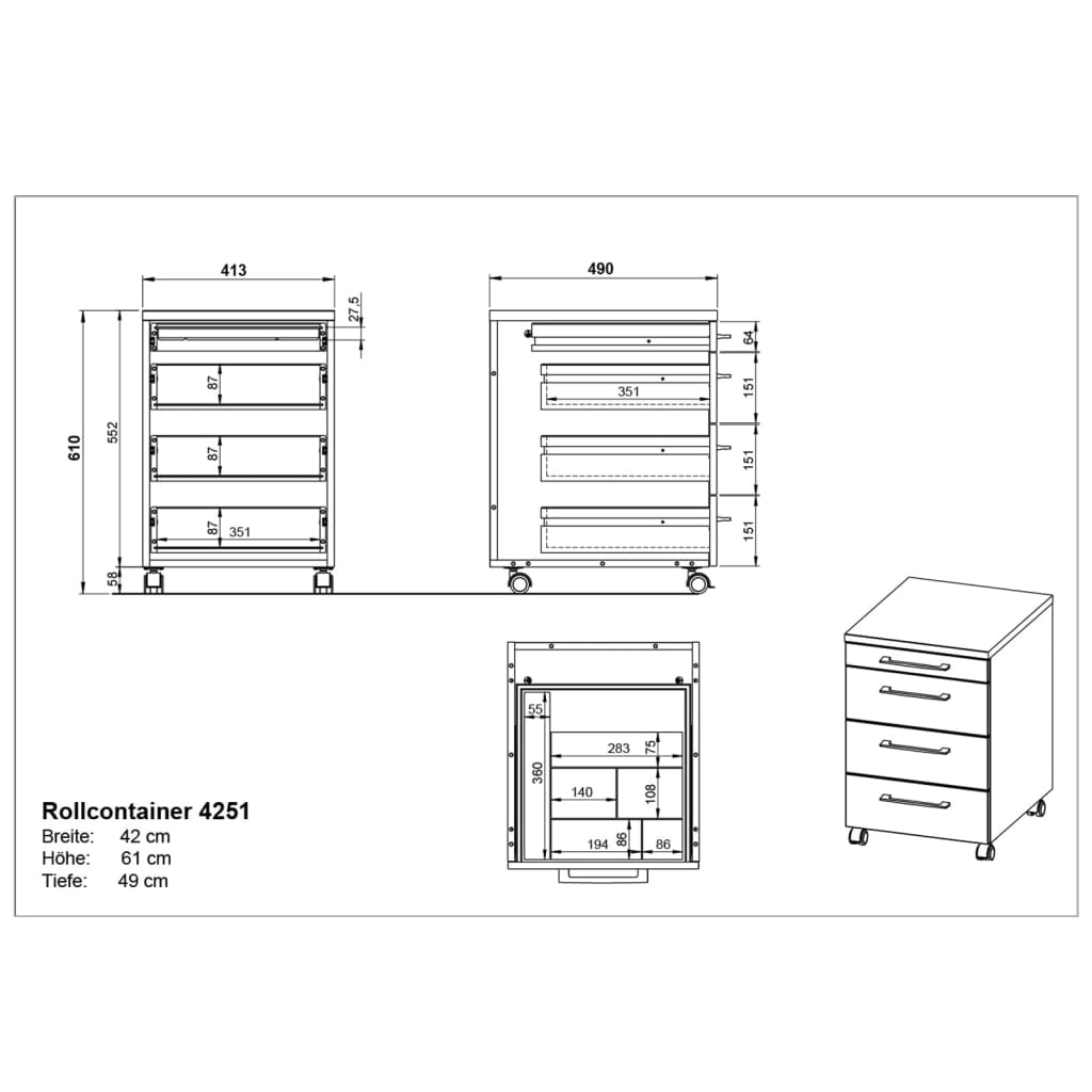 Germania Rolkast GW-Profi 2.0 42x49x61 cm lichtgrijs en grafietkleurig