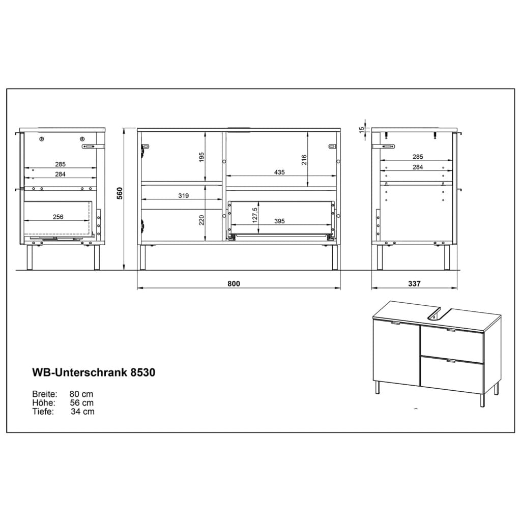 Germania Wastafelonderkast GW-Mauresa 34x80x56 cm wit