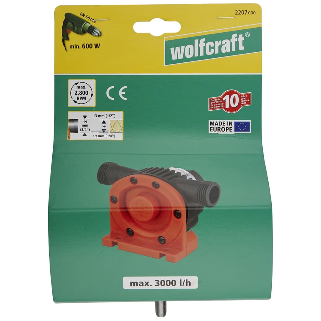 wolfcraft Pomp booraangedreven 3000 l/u S=8 mm 2207000