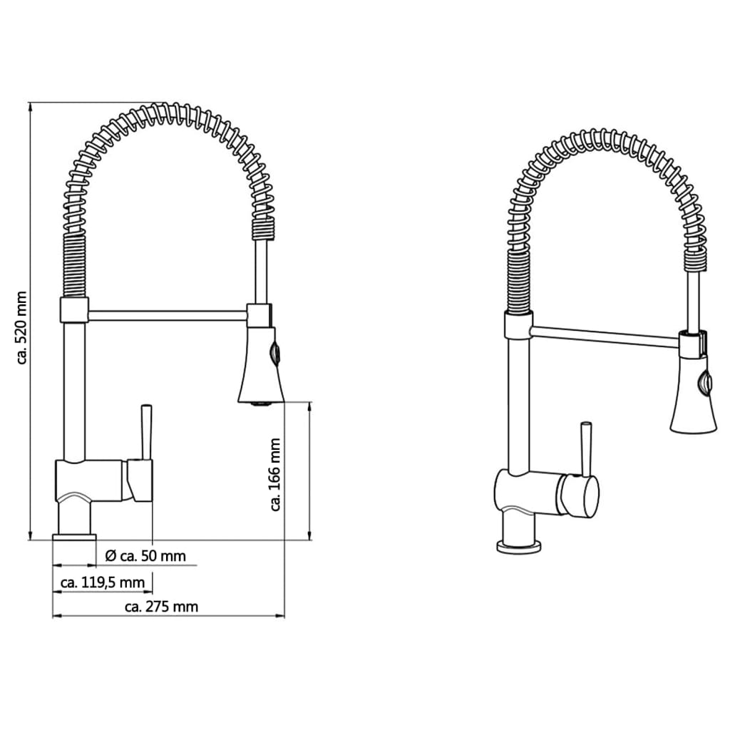 SCHÜTTE Mitigeur monocommande avec ressort hélicoïdal CORNWALL basse pression aspect acier inoxydable