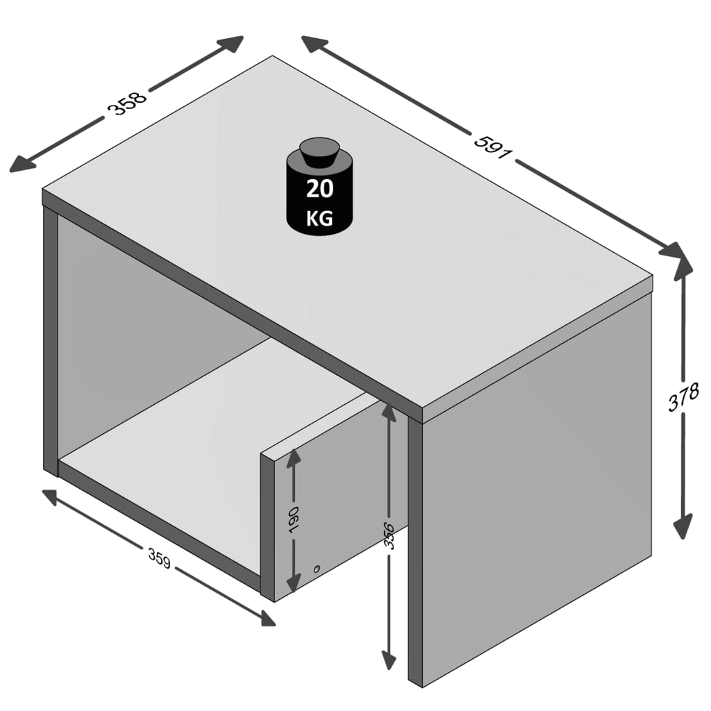 FMD Salontafel 2-in-1 59,1x35,8x37,8 cm