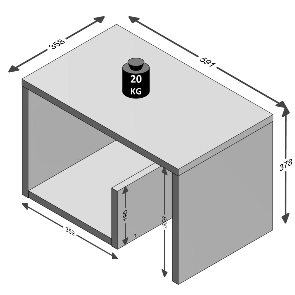 FMD Salontafel 2-in-1 59,1x35,8x37,8 cm