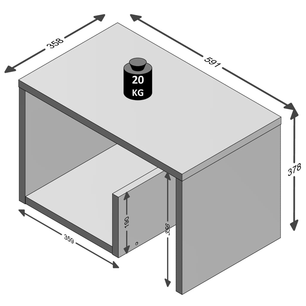 FMD Salontafel 2-in-1 59,1x35,8x37,8 cm