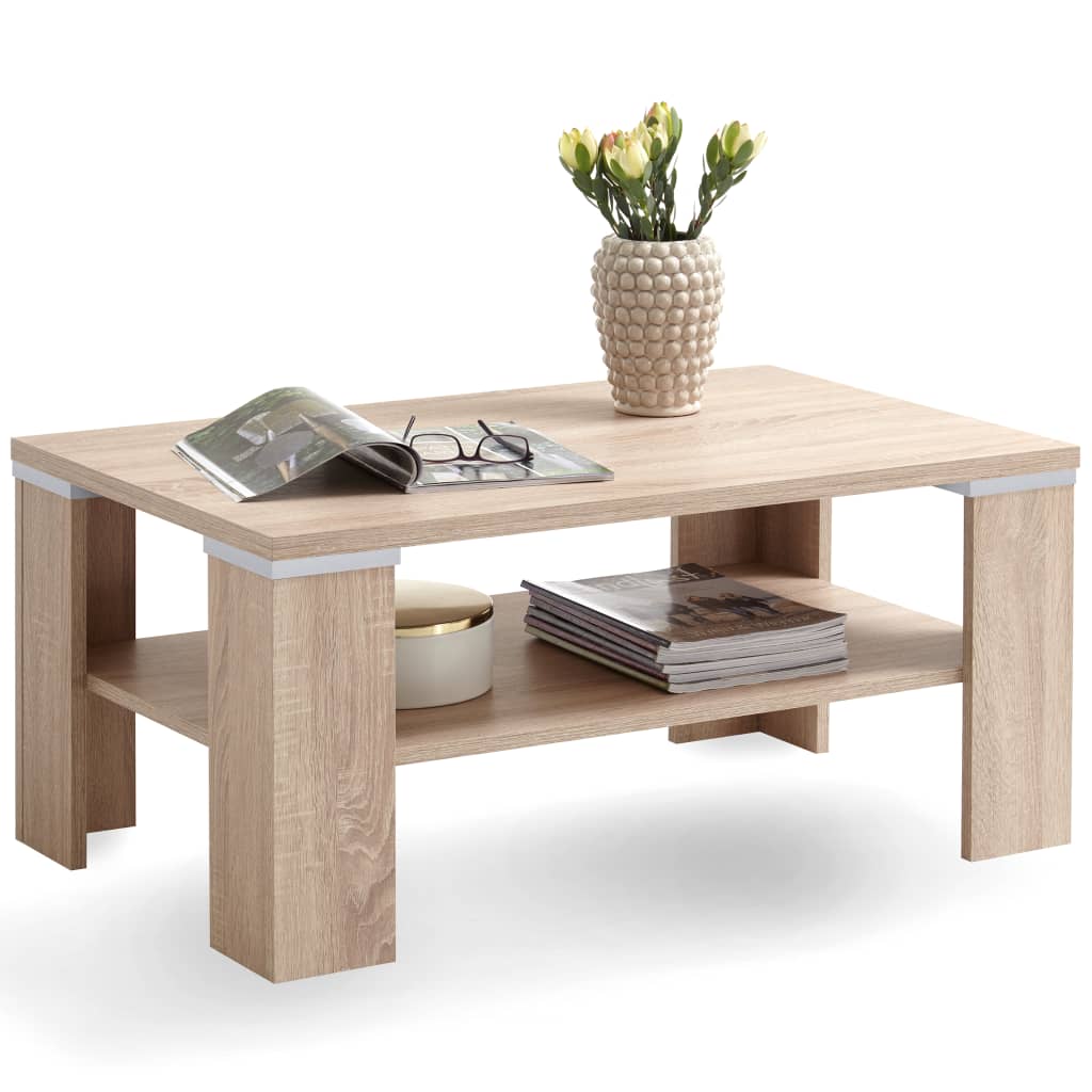 FMD Table basse avec étagère 100x60x46 cm couleur chêne