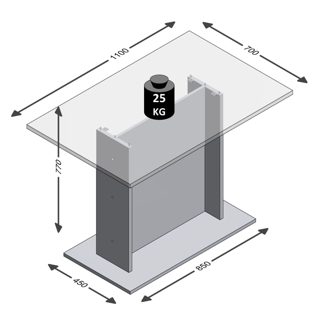 FMD Eettafel 110 cm eikenkleurig