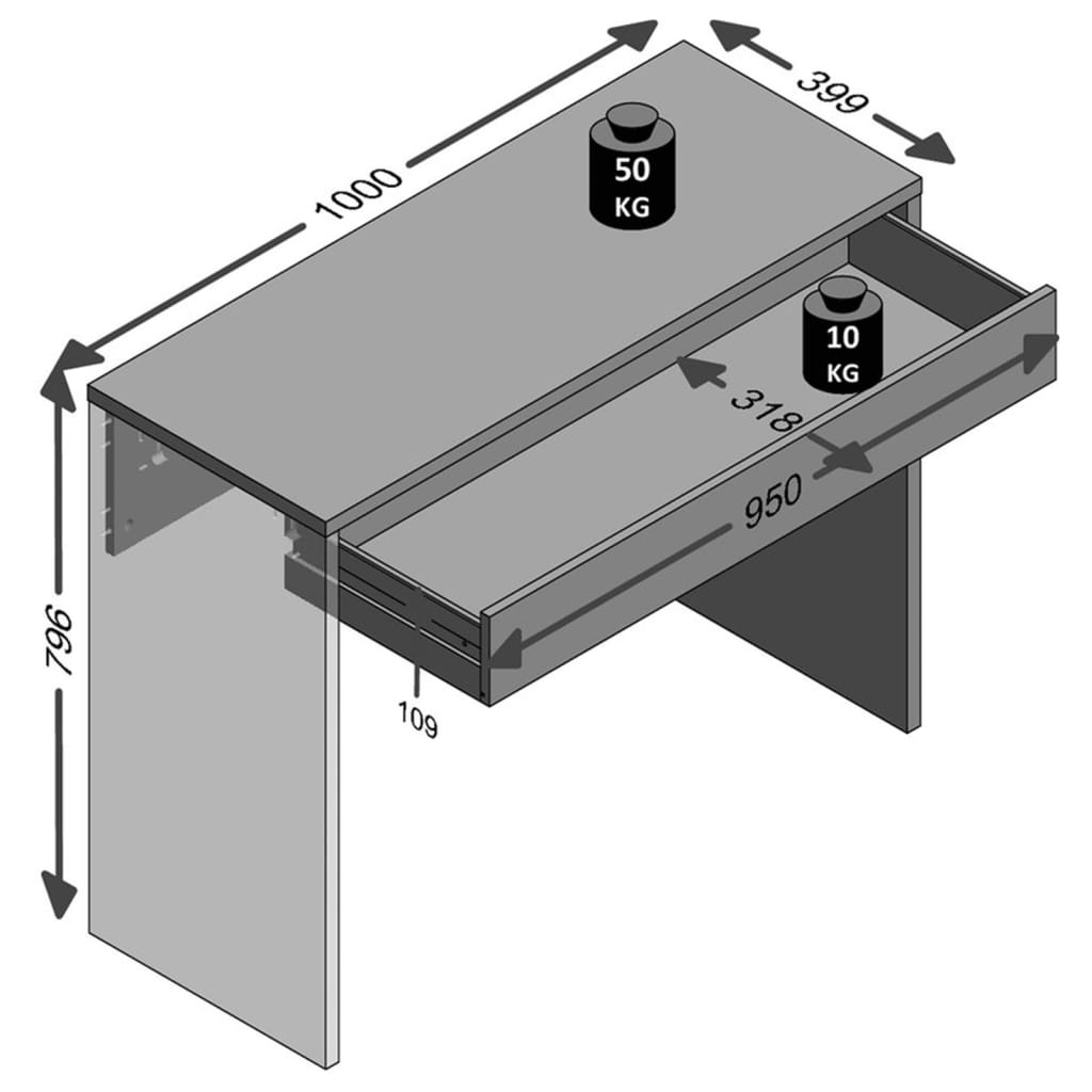 FMD Bureau met brede lade 100x40x80 cm