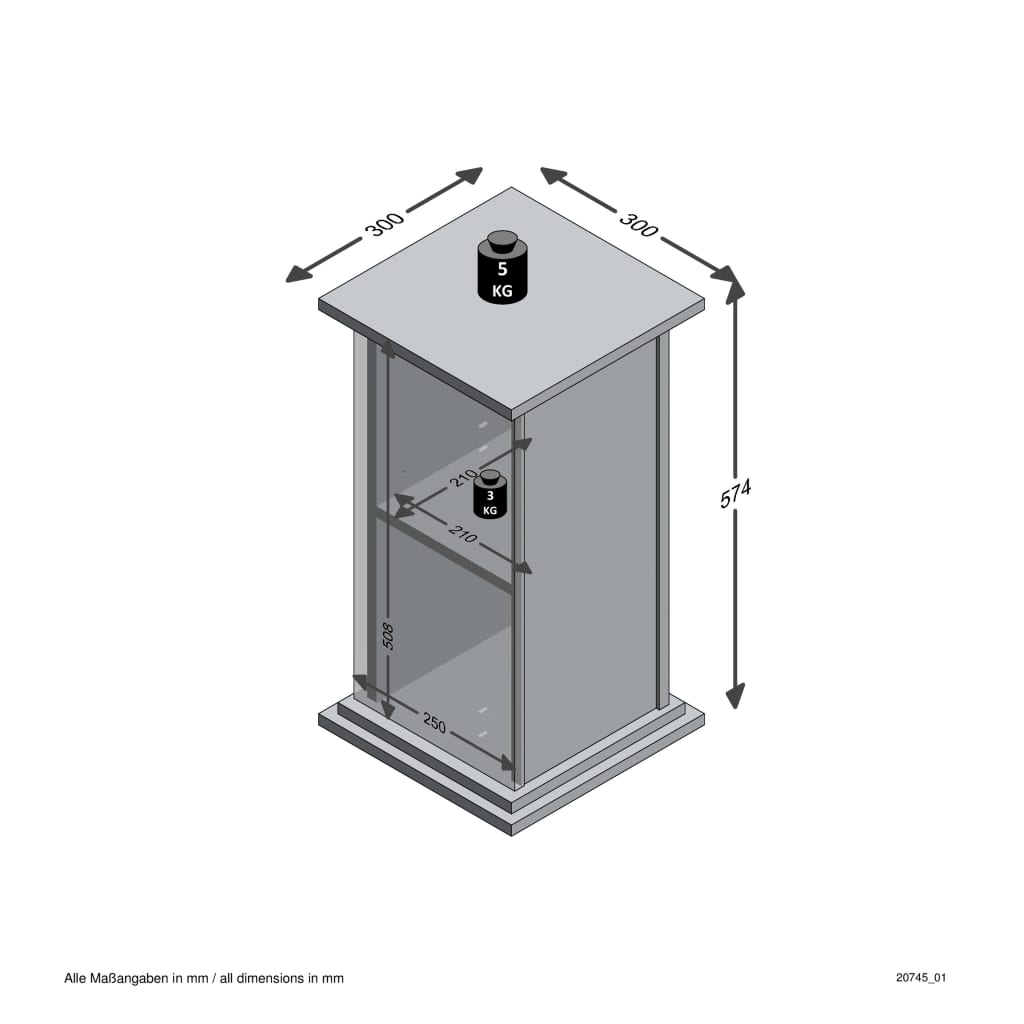 FMD Bijzettafel met deur 57,4 cm eikenkleurig