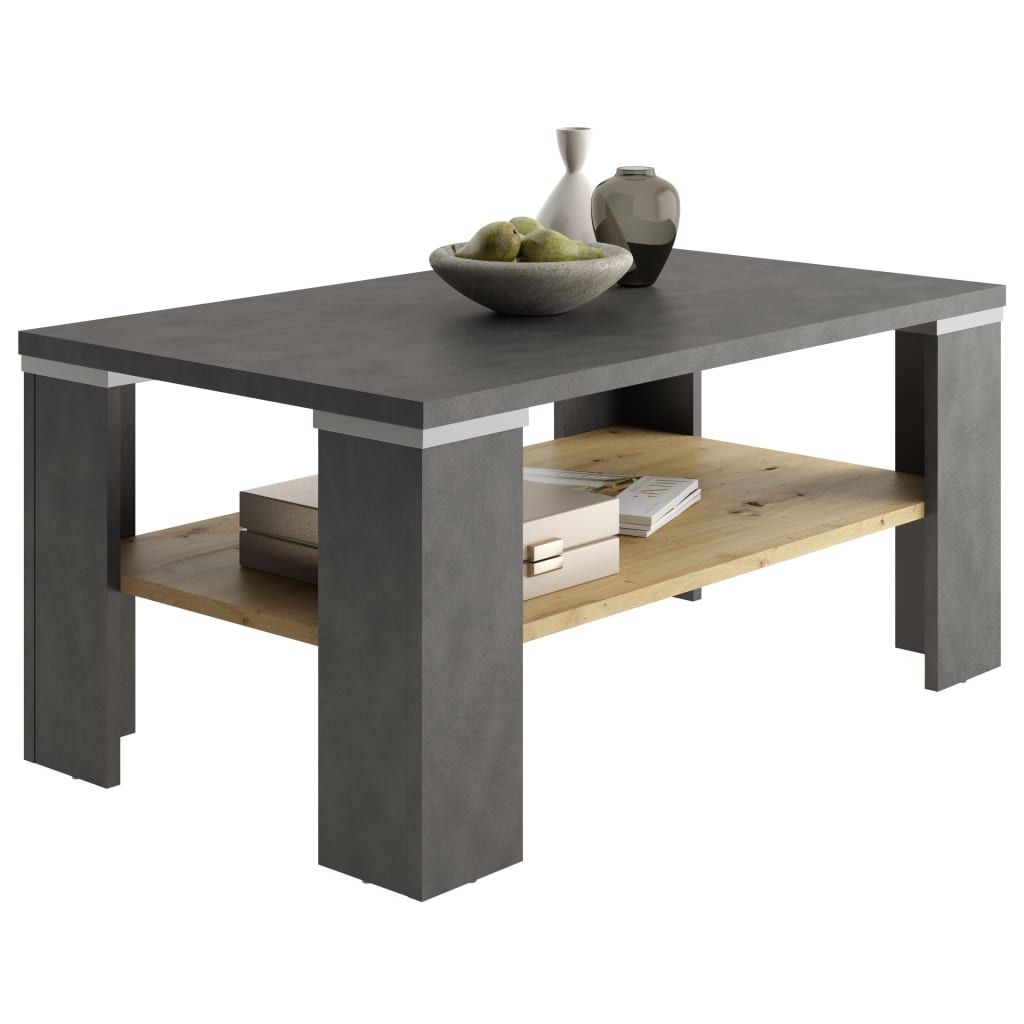 FMD Table basse avec étagère 100x60x46 cm couleur chêne