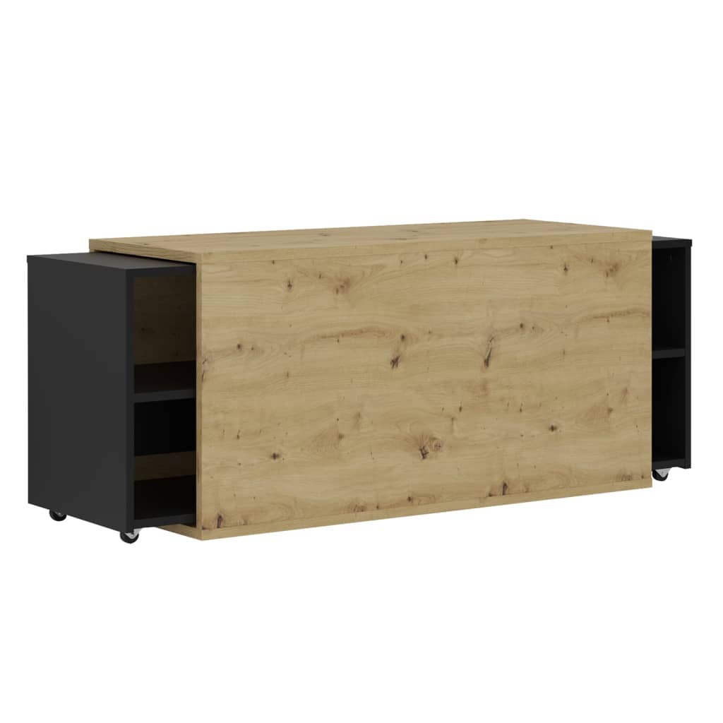 FMD TV-meubel 194,5x39,9x49,2 cm artisan eiken en zwart