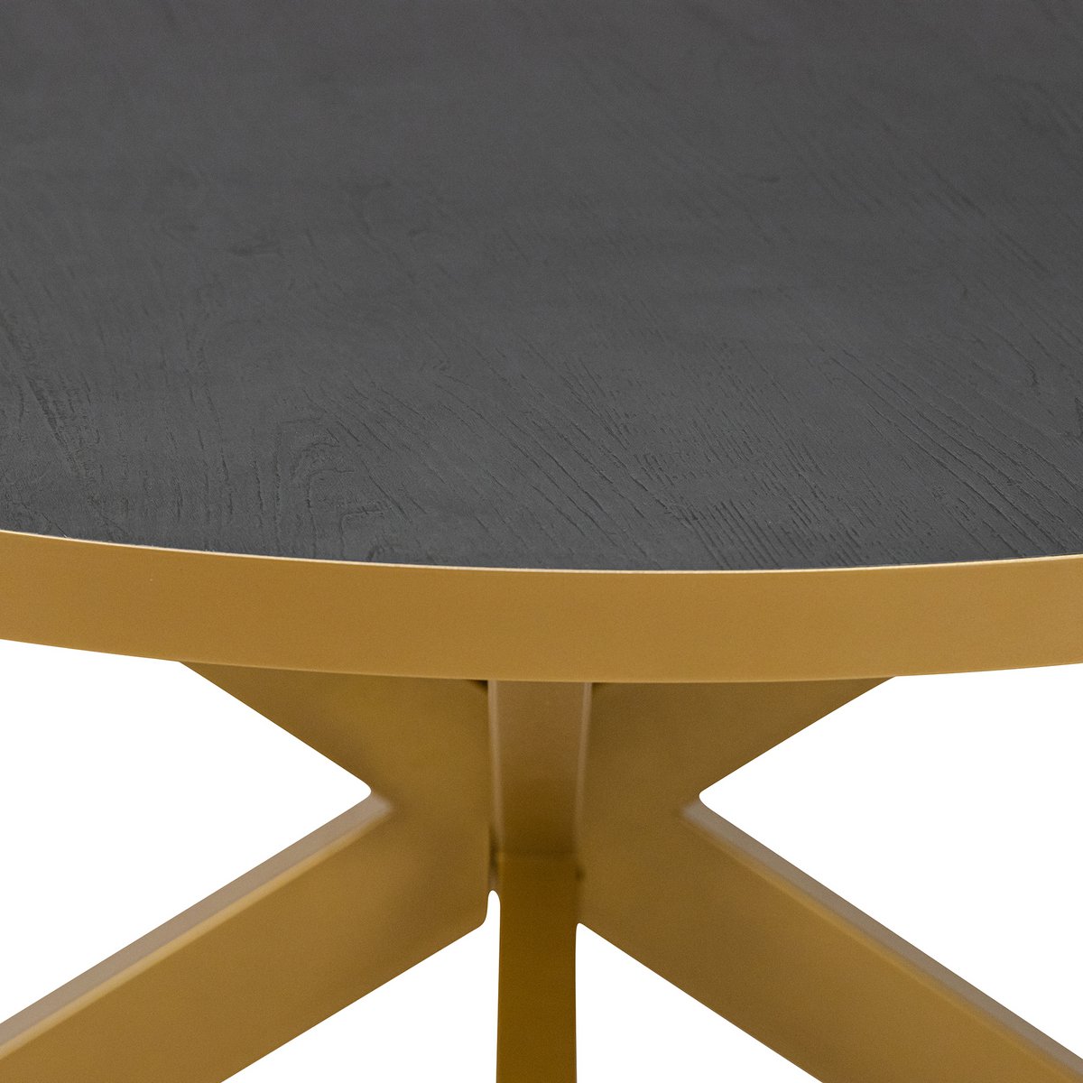 Stalux Ronde eettafel 'Daan' 135cm, kleur goud / zwart eiken