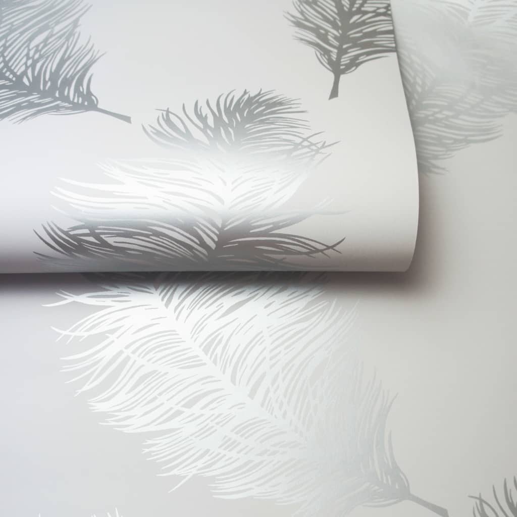 DUTCH WALLCOVERINGS Behang Fawning Feather grijs en roségoudkleurig