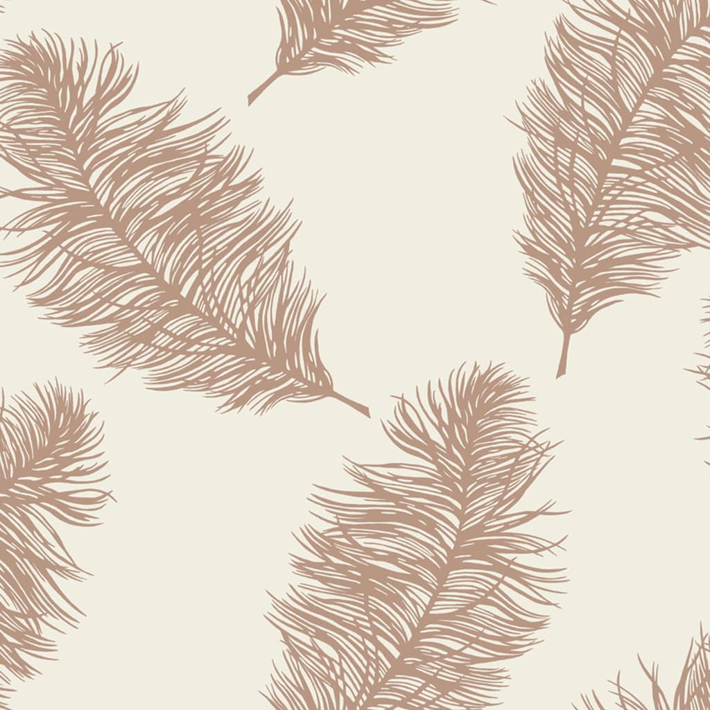 DUTCH WALLCOVERINGS Behang Fawning Feather grijs en roségoudkleurig