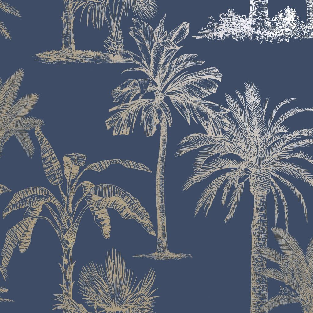 DUTCH WALLCOVERINGS Papier peint Arbres tropicaux et argent