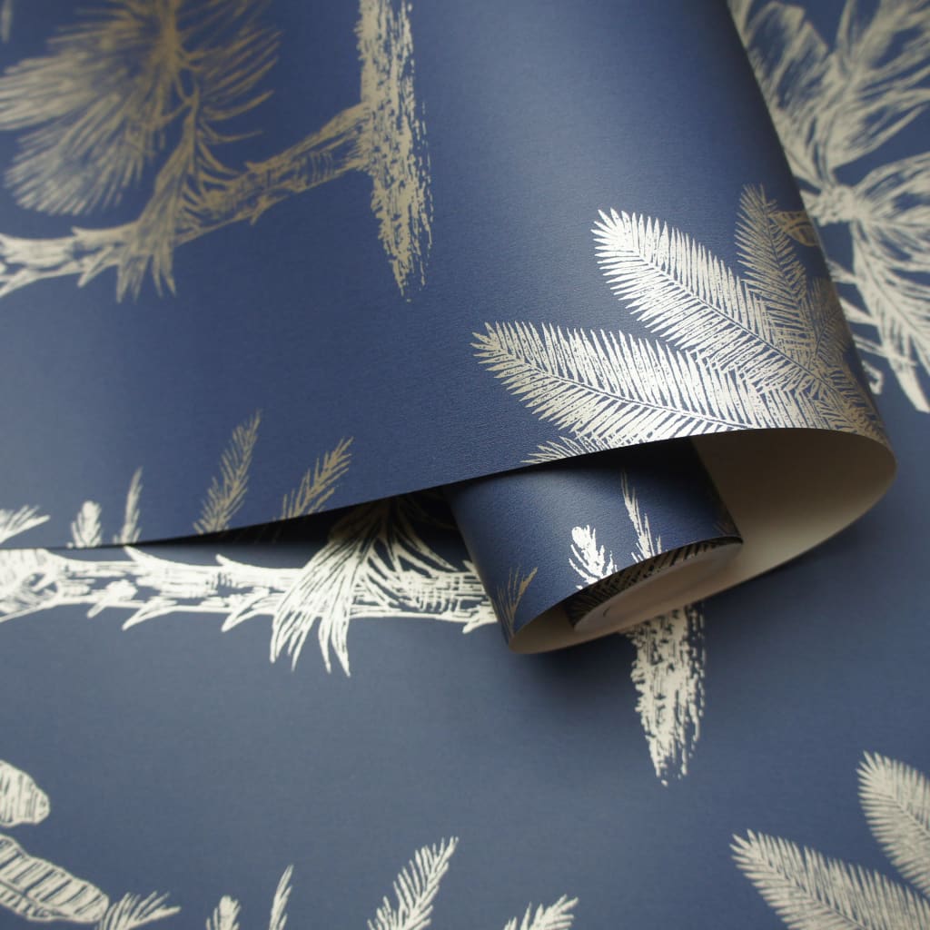 DUTCH WALLCOVERINGS Behang Tropical Trees en zilverkleurig