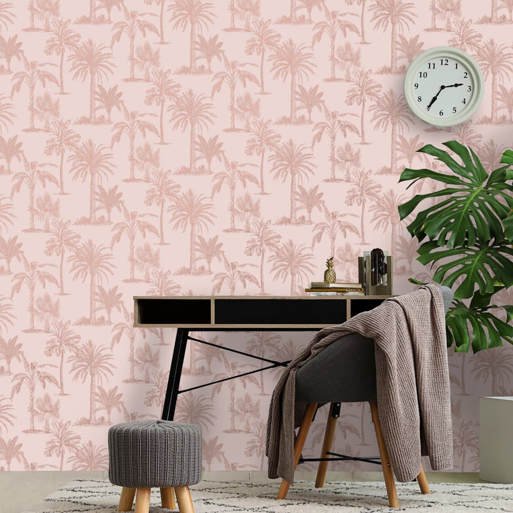 DUTCH WALLCOVERINGS Behang Tropical Trees en zilverkleurig