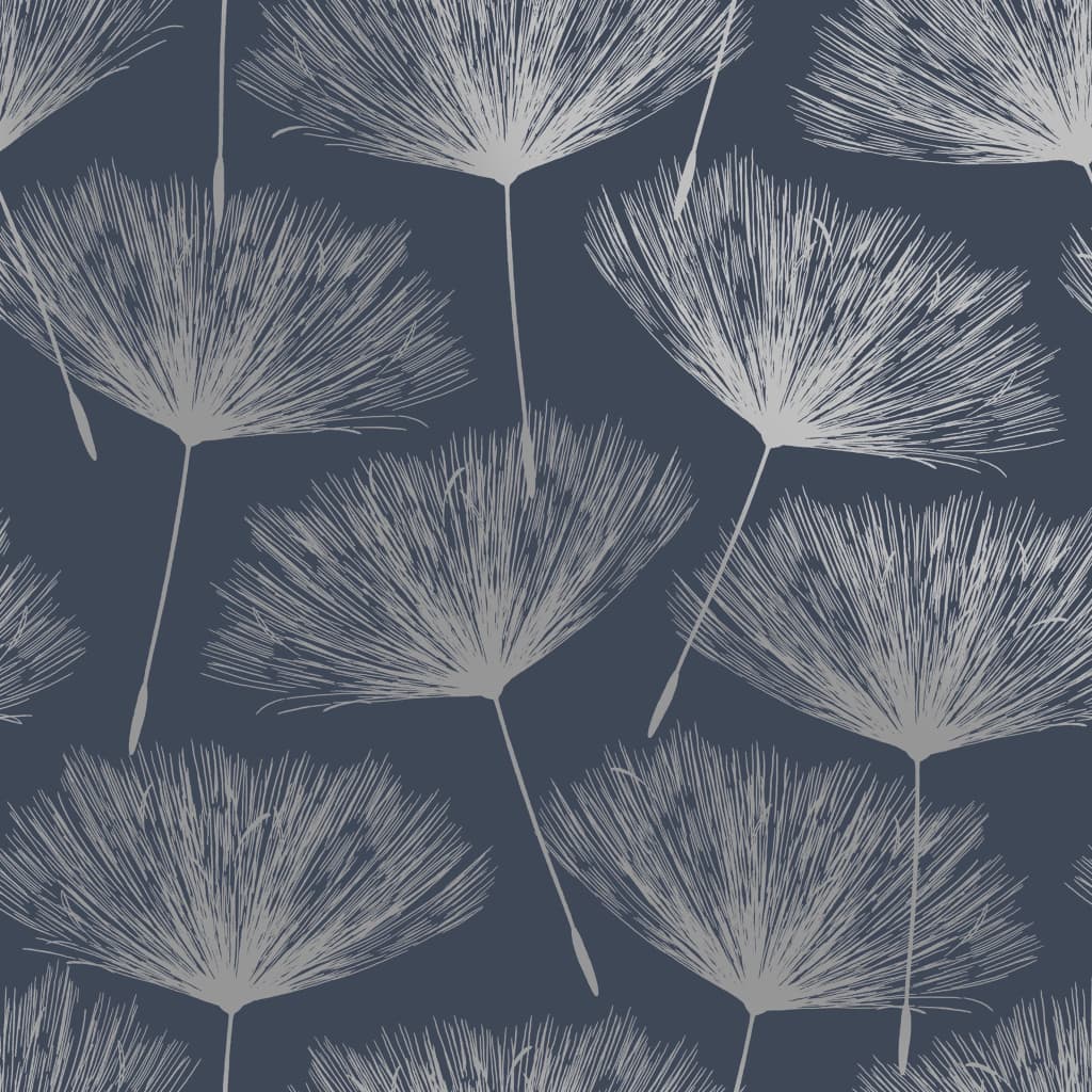 DUTCH WALLCOVERINGS Papier peint Fleur, bleu marine et gris