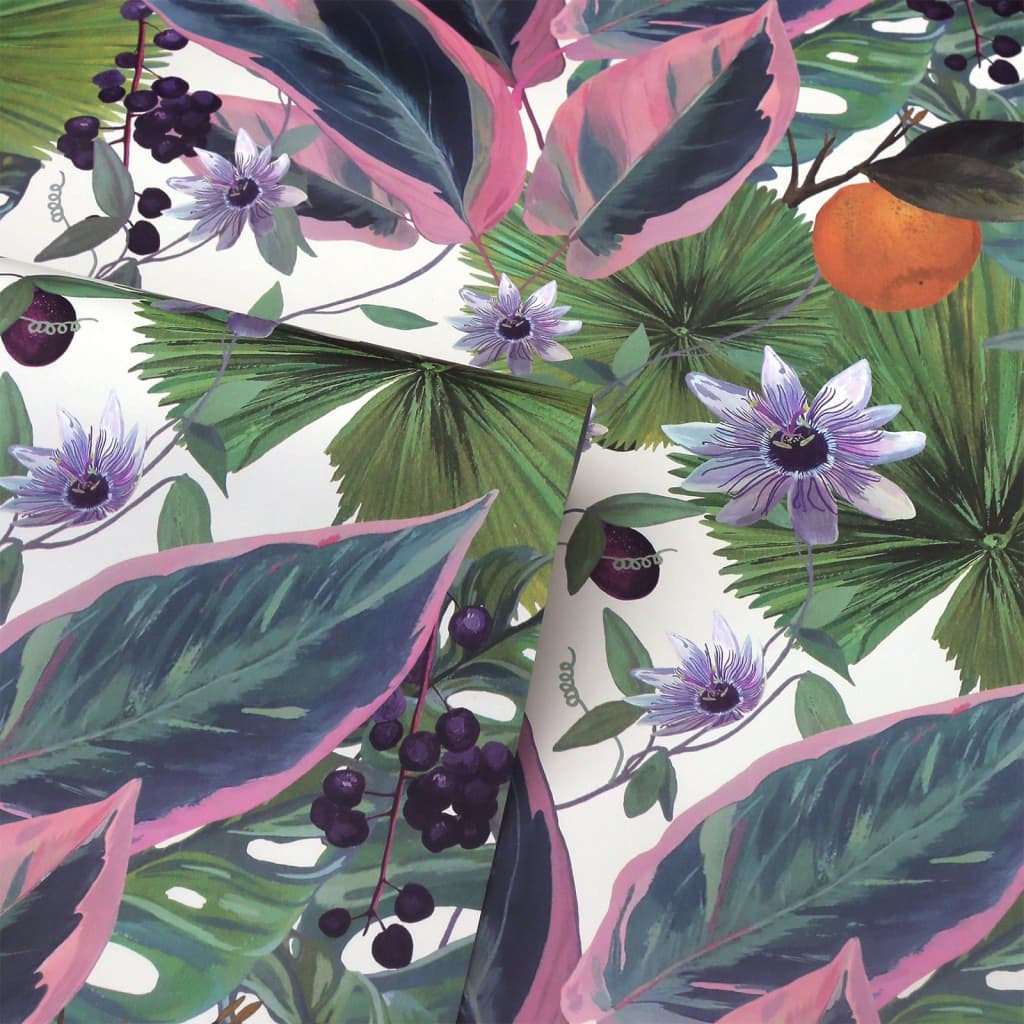 DUTCH WALLCOVERINGS Behang Passion Flower wit en groen