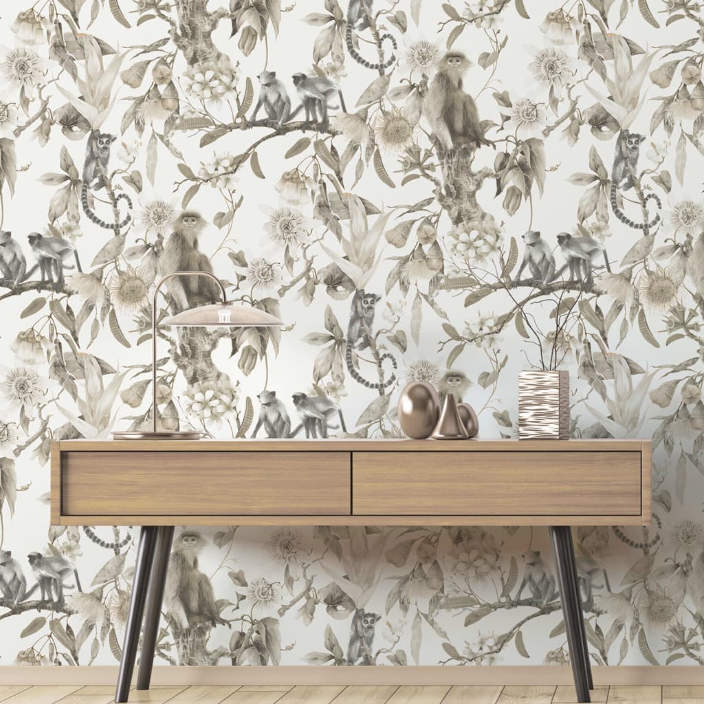 Papier peint North wall Singes exotiques beige