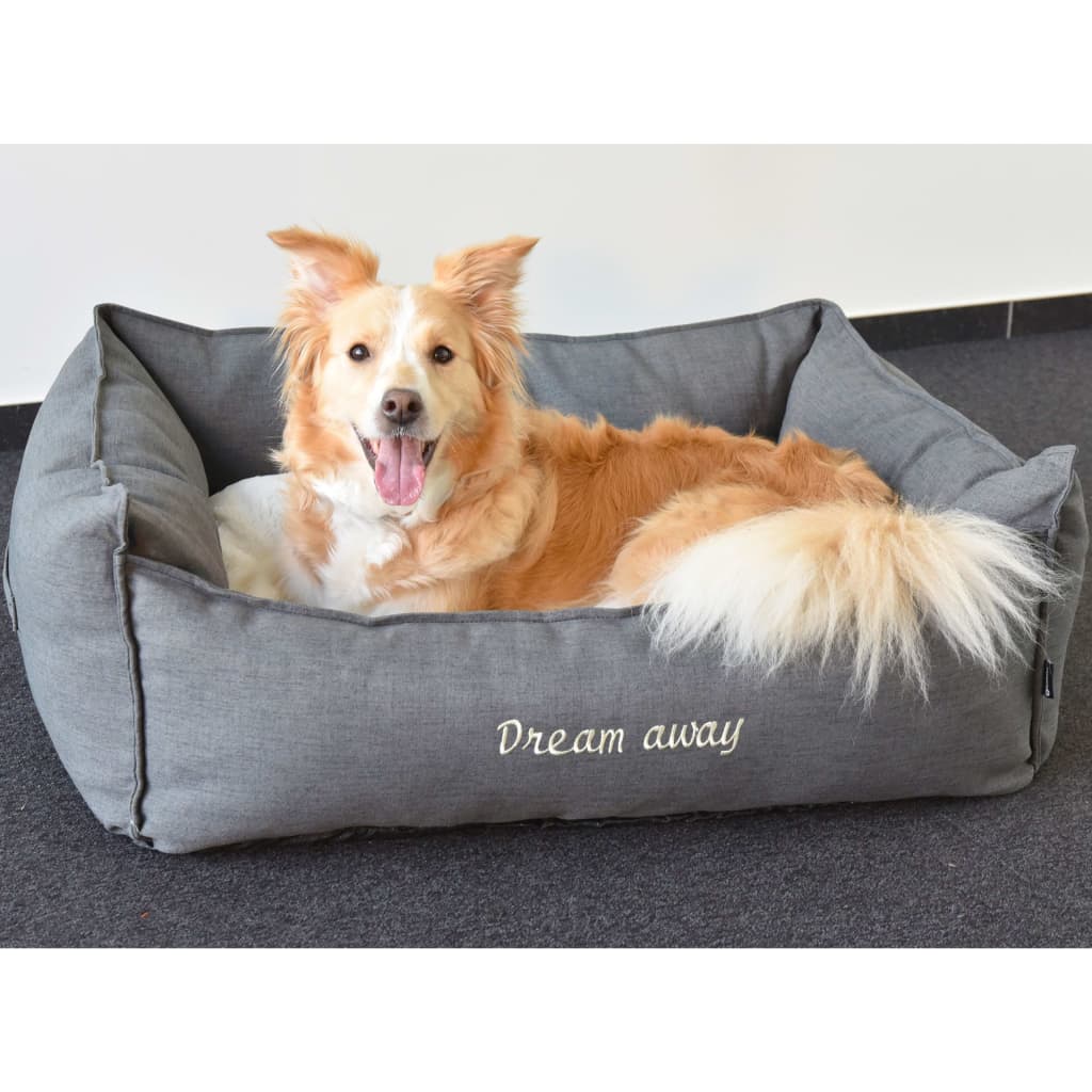 FLAMINGO Lit pour chien avec fermeture éclair Dream Away 90x70 cm gris