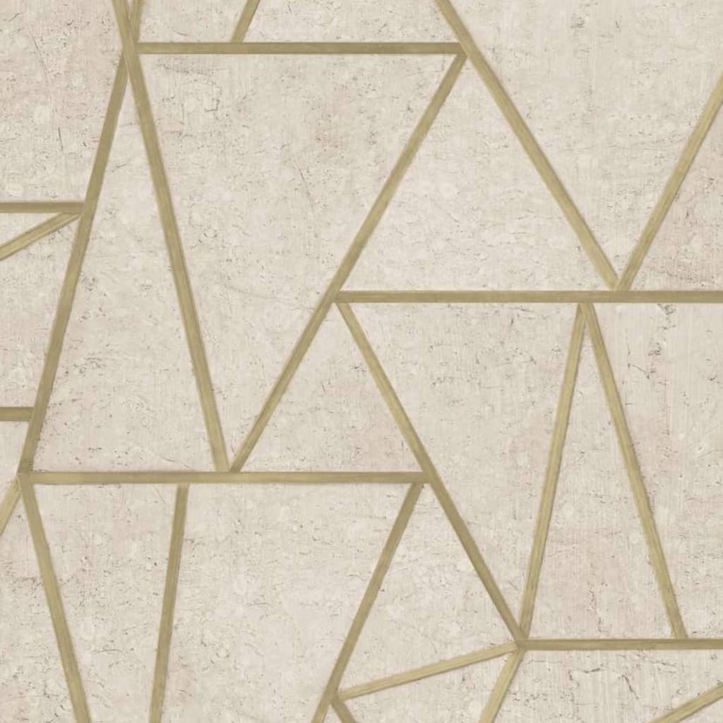 DUTCH WALLCOVERINGS Papier peint triangles beige et or